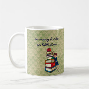 so many books, so little time girl with books coffee mug