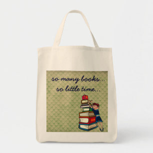 so many books, so little time girl with books tote bag