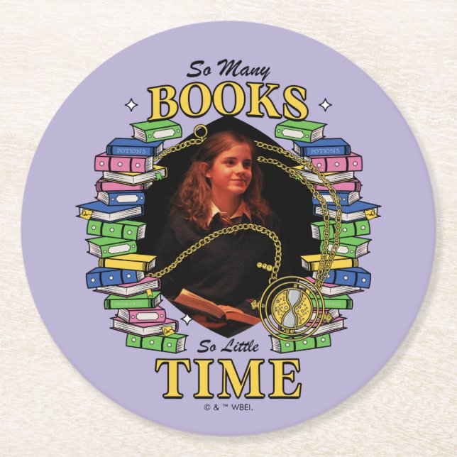 So Many Books, So Little Time Round Paper Coaster (Front)