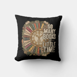 So Many Books, So Little Time Vintage Book Lover Cushion