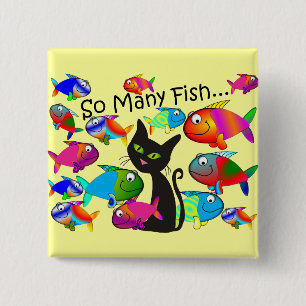 "So Many Fish" Cat Lovers Gifts 15 Cm Square Badge