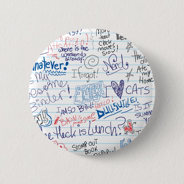 So Many School Doodles 6 Cm Round Badge (Front)