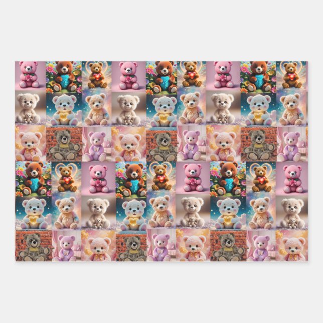 So Many Teddy Bears  Wrapping Paper Sheet (Front 2)