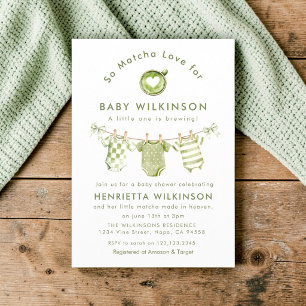 So Matcha Love Baby Shower Invitation Green White