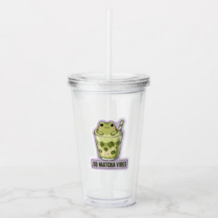 So Matcha Vibes Cute Kawaii Frog Meme Acrylic Tumbler
