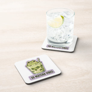 So Matcha Vibes Cute Kawaii Frog Meme Coaster