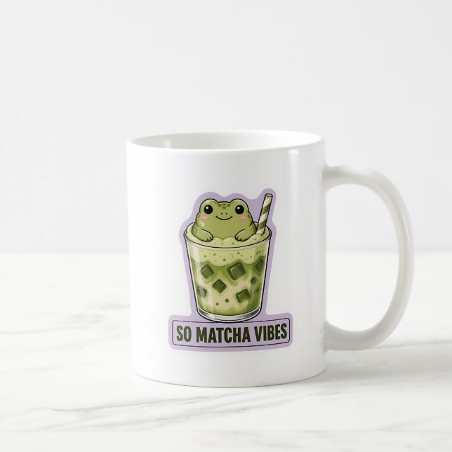 So Matcha Vibes Cute Kawaii Frog Meme Coffee Mug (Right)