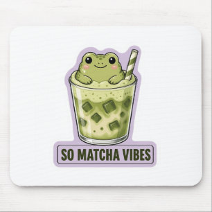 So Matcha Vibes Cute Kawaii Frog Meme Mouse Mat