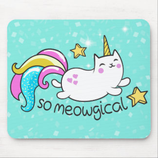 So Meowgical Cute Unicorn kitty glitter sparkles Mouse Mat