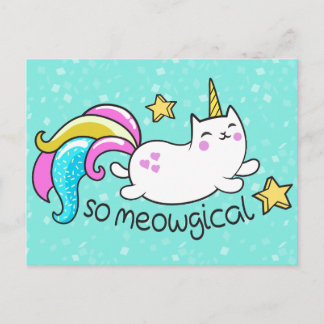 So Meowgical Cute Unicorn kitty glitter sparkles Postcard
