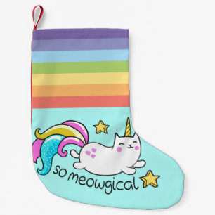 So Meowgical Cute Unicorn kitty glitter sparkles Small Christmas Stocking