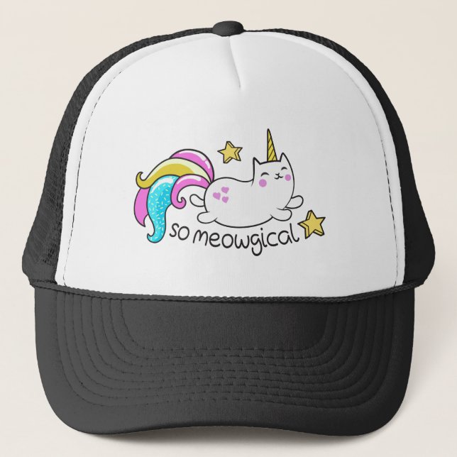 So Meowgical Cute Unicorn kitty glitter sparkles Trucker Hat (Front)