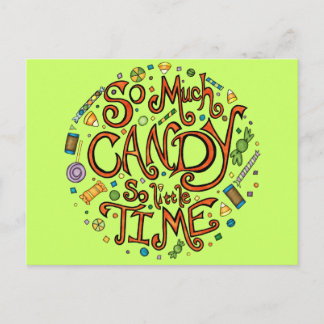 So Much Candy So Little Time - Halloween Postcard