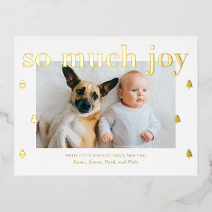 So Much Joy Editable Colour Foil Holiday Postcard