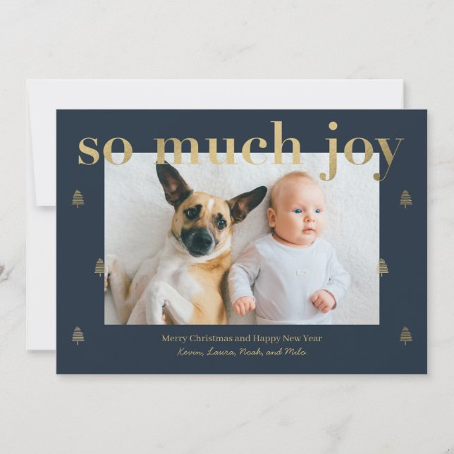 So Much Joy Modern Holiday Photo Card (Front)