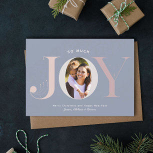 So much JOY Modern Photo Pastel Playful Holiday Card