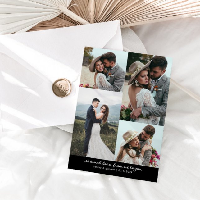 So Much Love Elegant Wedding Photo Black Thank You Card (Creator Uploaded)