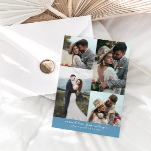 So Much Love Elegant Wedding Photo Denim Blue Thank You Card