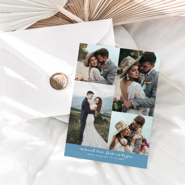So Much Love Elegant Wedding Photo Denim Blue Thank You Card (Creator Uploaded)