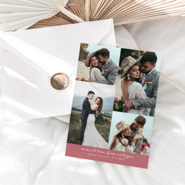 So Much Love Elegant Wedding Photo Pink Thank You Card (Creator Uploaded)