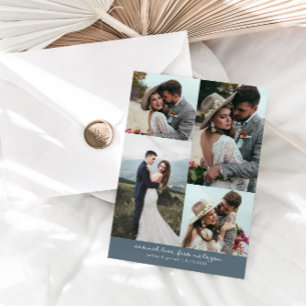 So Much Love Elegant Wedding Photo Slate Blue Thank You Card