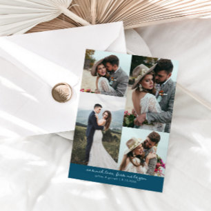 So Much Love Elegant Wedding Photo Teal Thank You Card