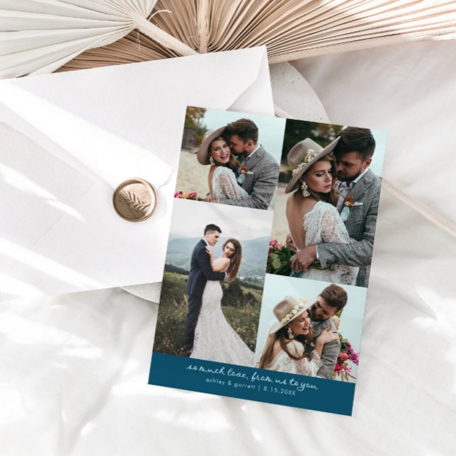 So Much Love Elegant Wedding Photo Teal Thank You Card (Creator Uploaded)