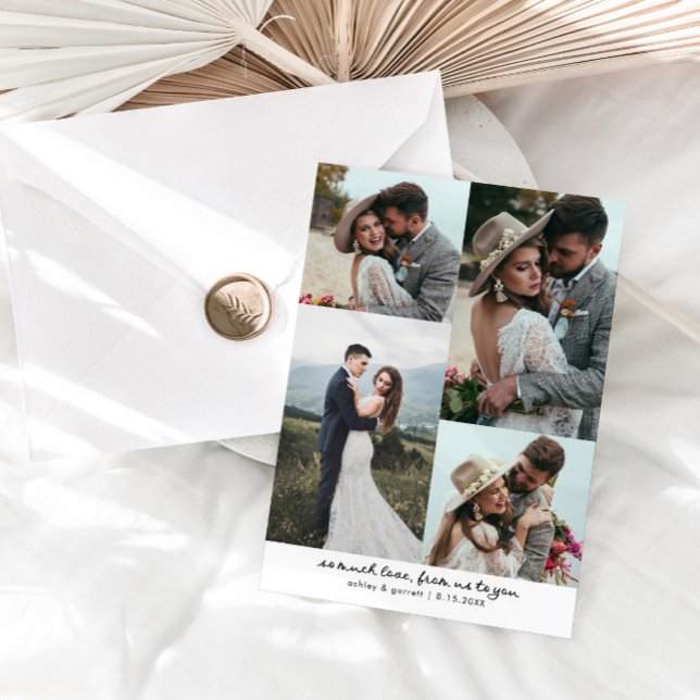 So Much Love Elegant Wedding Photo White Thank You Card (Creator Uploaded)
