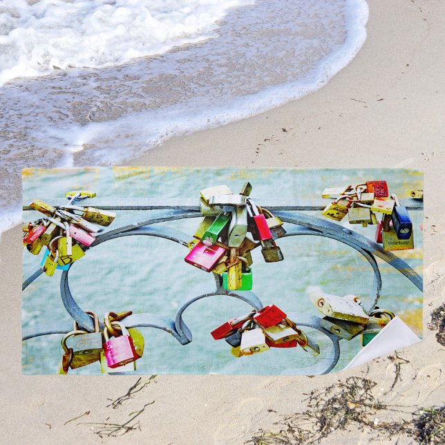 So much love! Love locks for eternal love  Beach Towel (Creator Uploaded)