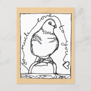 So Much Love Pigeon Postcard Continuous Line