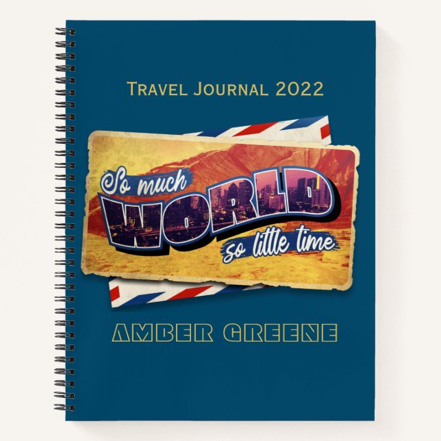 So Much World Travel Quote Illustration Notebook (Front)