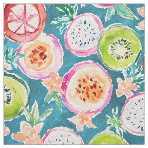 SO NICE Colourful Tropical Fruit Watercolor Fabric