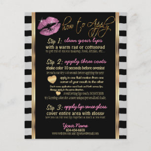 So Pink Glitter Lip with Stripes Instructions Flyer