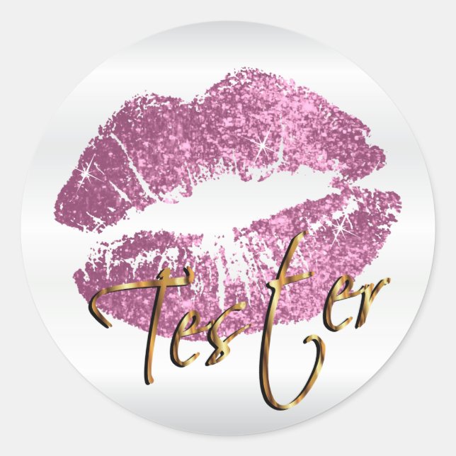 So Pink Glitter Lips 3 - Tester Classic Round Sticker (Front)
