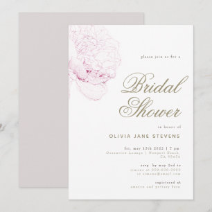 So Pink Peony Elegant Script Floral Bridal Shower Invitation