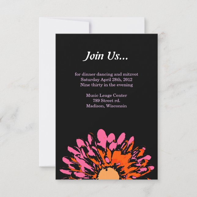 So Pretty Spring Flower Bat Mitzvah Party Card (Front)