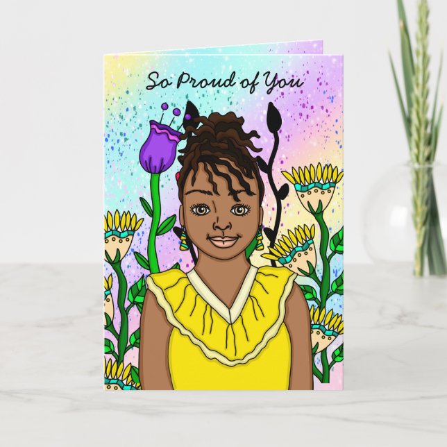 So Proud of You | Folk Art Girl Card (Front)