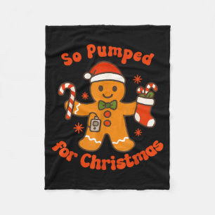 So Pumped For Christmas Gingerbread Diabetic Aware Fleece Blanket