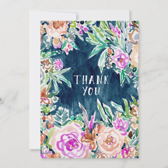 SO RICH Colourful Floral THANK YOU Flat Card (Front)