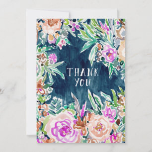 SO RICH Colourful Floral THANK YOU Flat Card