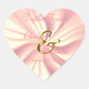 So Rosey Satin for your Wedding Personalise Heart Sticker