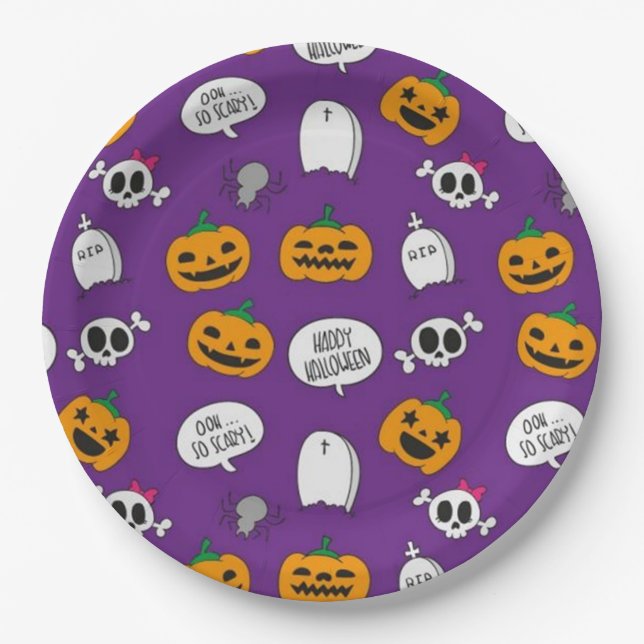 So Scary Happy Halloween Paper Plate (Front)