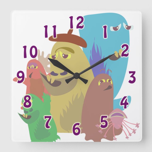 So Scary Monster Pals Square Wall Clock (Front)