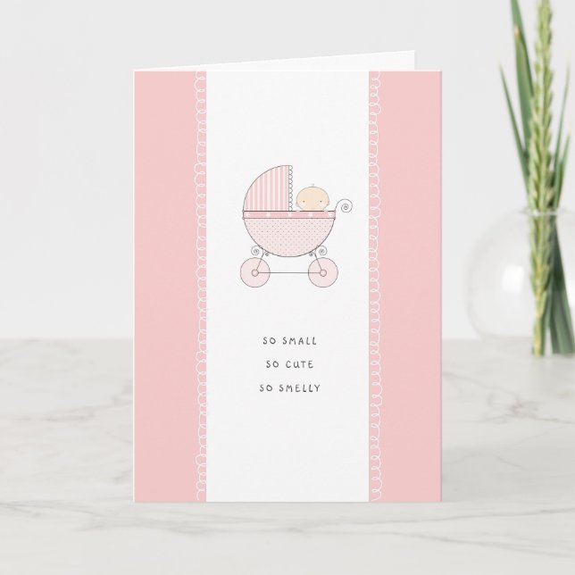 So Small, So Cute New Baby Congrats | Pink Girl Card (Front)