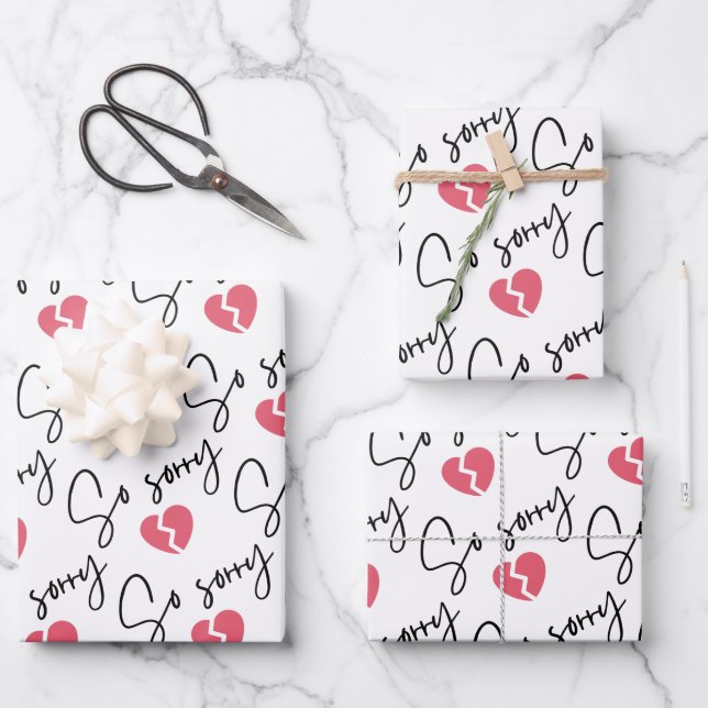 So Sorry Wrapping Paper Flat Sheet Set of 3 (Front)