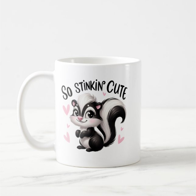 So Stinkin Cute Skunk Art Coffee Mug (Left)