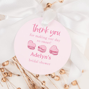 So Sweet Pink Hearts Bridal Shower Favour Tags