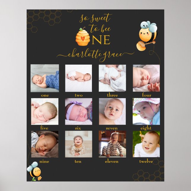 So Sweet to be One 12 months Photo Collage Poster (Front)
