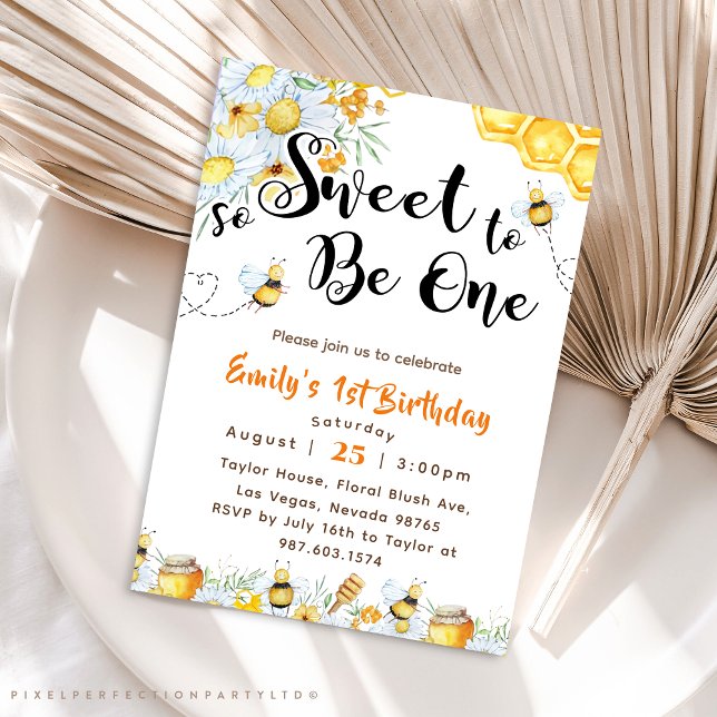 So Sweet To Be One 1st Birthday Invitation (Creator Uploaded)