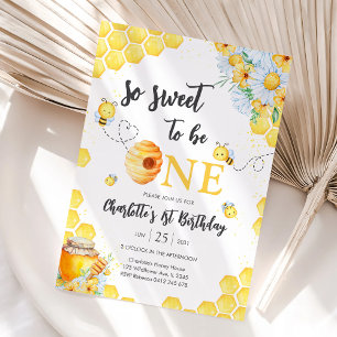 So Sweet To Be One Honey Bee 1st Birthday Invitation